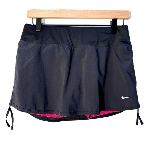 Nike Dri-Fit Black Skort Pink Shorts Elastic Waistband Side Rushing Women’s S. - Picture 1 of 12
